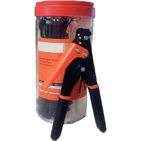 Seau de 300 Liens Nylon Noir et Blanc + Pince de Serrage - D-Work