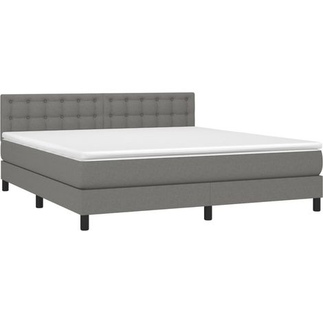 vidaXL Giroletto a Molle con Materasso Grigio Scuro 160x200 cm Tessuto (1/5)