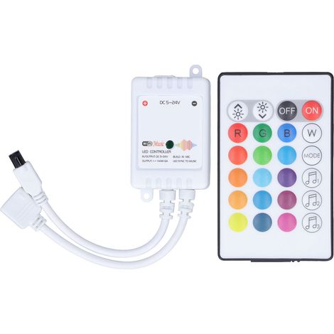 Ortviai Contrôleur LED RGB sans fil 24 touches, 16 couleurs & 4 modes, compatible Tuya, 3 voies, 5-24 V CC (1/5)