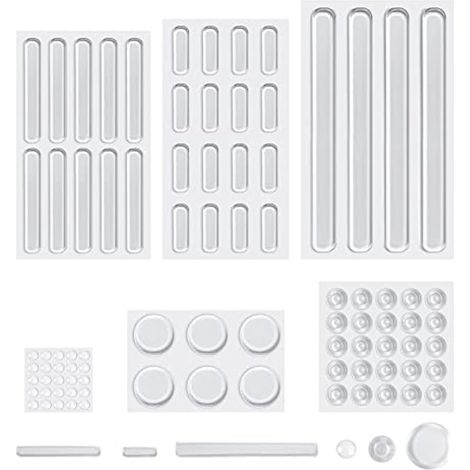 Pare-chocs transparents en silicone, 6 tailles, 86 pièces, tampons adhésifs transparents pour meubles, portes d'armoire, tiroirs, dessus en verre, placard