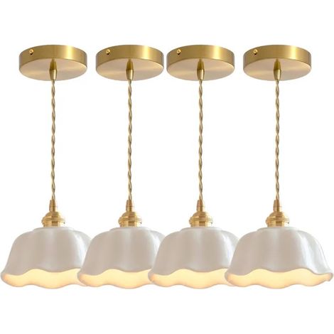 4x Suspension Luminaire Moderne,Lustre Vintage Abat-jour en Céramique Design Fleur E27 Lampe de Plafond Style Retro pour (1/4)