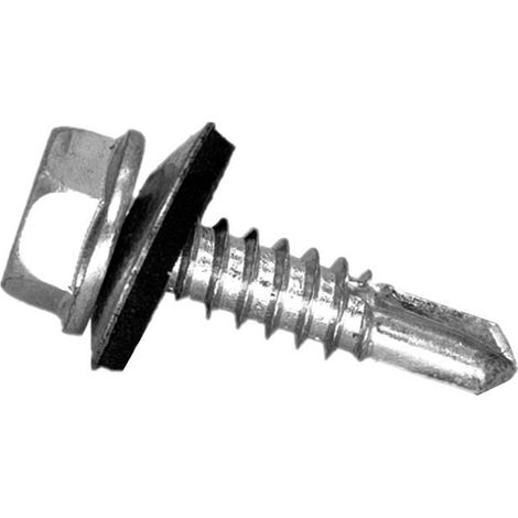 Lot de 110 vis à tôle trapézoïdale, auto-taraudeuses, 5,5 x 19 mm, hexagonales, avec rondelle d'étanchéité, galvanisées, pour toiture en métal