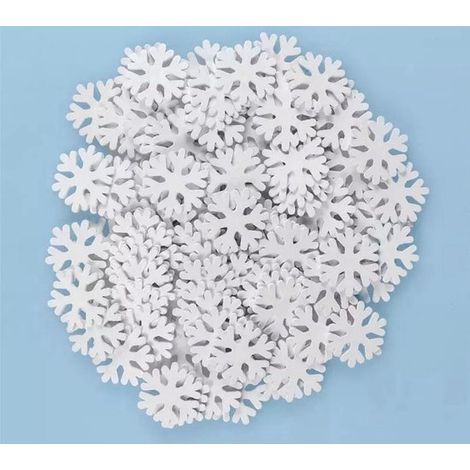 Lot de 50 mini flocons de neige - Blancs - Décoration de Noël - Pour table et sapin - Ornements de Noël (1/4)