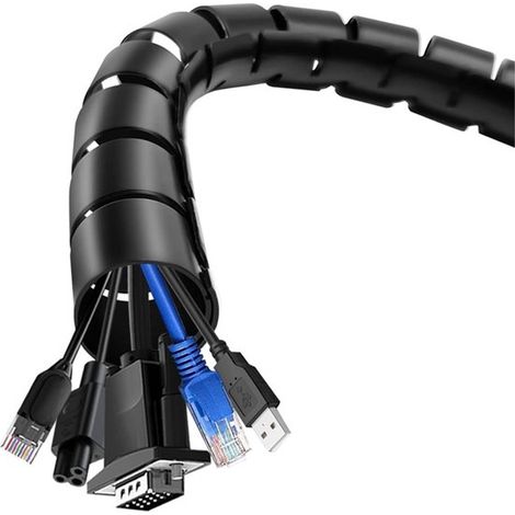 Organizzatore di cavi 3M, protezione per cavi per animali domestici, canaline per cavi USB, cavi di alimentazione, cavi audio e video, nero (16 mm) (1/5)