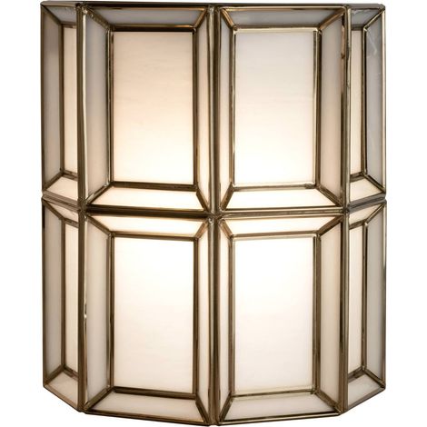 Applique murale laiton antique chic - laiton antique et verre blanc (1/5)
