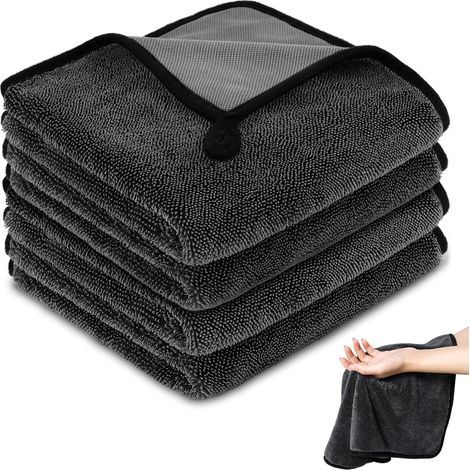 4 Pièces Chiffon Microfibre Voiture, 30 x 30 cm Chiffon Total Clean Miro Micro Fibre Sechage Voiture pour Verre Maison Cuisine Salle de Bain (1/5)