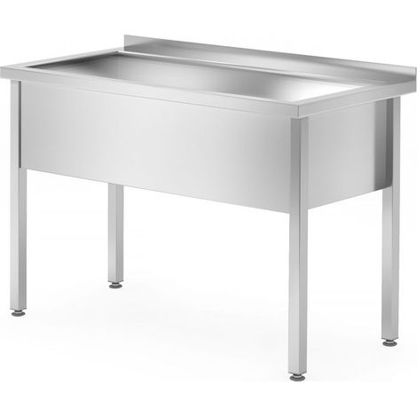 HENDI Einzelspültisch - geschweißt, Tiefe 700 mm, Becken 300 mm, Profi Line, 1000x700x(H)850mm (1/2)
