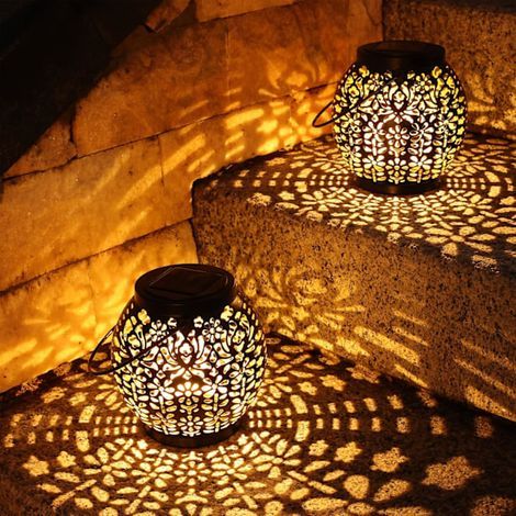 Solar-Gartenleuchten, 2er-Set hängende Solarleuchten für den Außenbereich, IP65 wasserdicht, warmweißes Licht (1/5)
