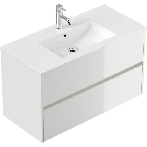 Badmöbel Taifun und Waschtisch 100 cm 2 Greif SoftClose Auszüge weiß Hgl