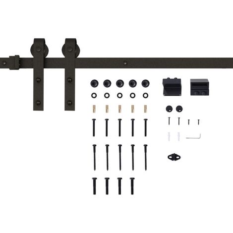 Schiebetür-Beschlagsatz aus schwarzem Stahl, 2 m, max. 100 kg (1/5)