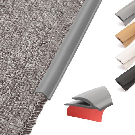 Barre de Seuil Adhesive pour Bordure de Tapis PVC Seuil de Porte Bandes de Garniture Découpable Bandes de Finition Carrelage à Moquette Profil Transition de Tapis et Sol (Gris,3m) (1/4)