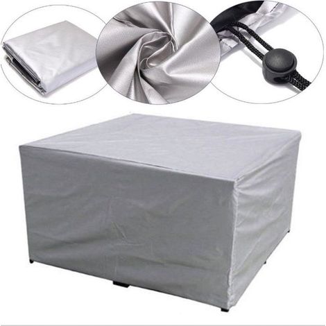Housse de protection imperméable pour mobilier de jardin 140x140x90 cm, avec cordon de serrage, table et chaises extérieur gris (1/5)