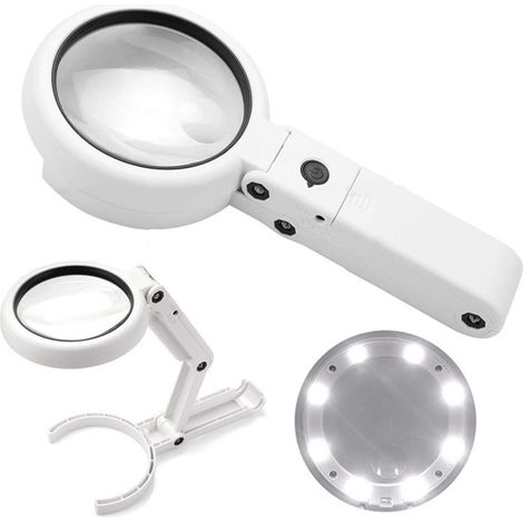 Loupe LED grossissante 5x ou 11x, lentille réglable pour la lecture et la réparation, fonctionne sur piles (1/5)