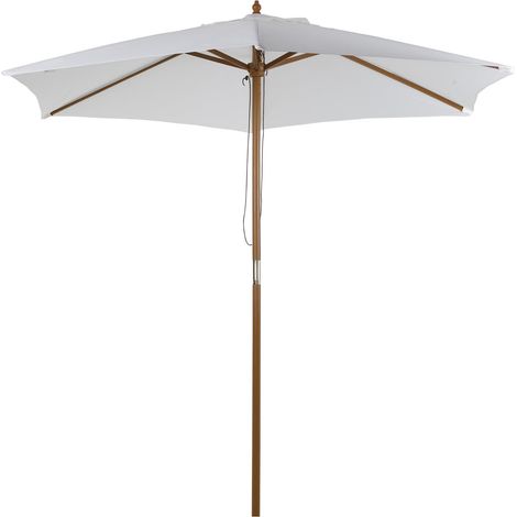 Sonnenschirm, Gartenschirm, 3-stufig, Sonnenschutz, Bambus 180/㎡ Polyester, Weiß, Ø2,5 x 2,3 m
