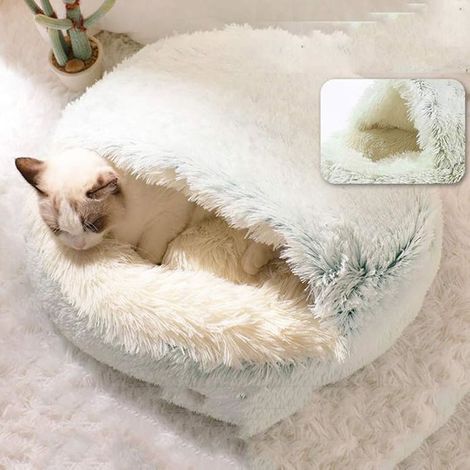 1 Panier pour Chat Anti-Stress, Grotte Niche Apaisante XXL, Lit Doux Antidérapant 40x40 cm, Idéal pour Chats Anxieux ou âgés