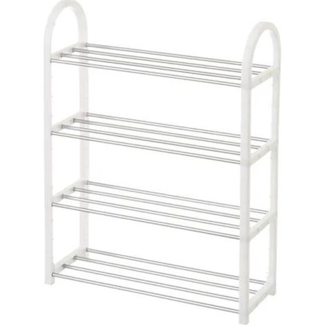 Etagère à chaussures, meuble de rangement avec 4 niveaux coloris blanc - Longueur 50 x Profondeur 19 x Hauteur 65 cm (1/3)