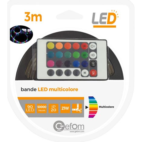 Bande led 21W 3m multicolore avec télécommande (1/2)