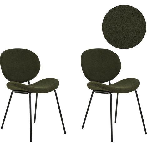 Esszimmerstuhl 2er Set LUANA Bouclé Dunkelgrün (1/5)