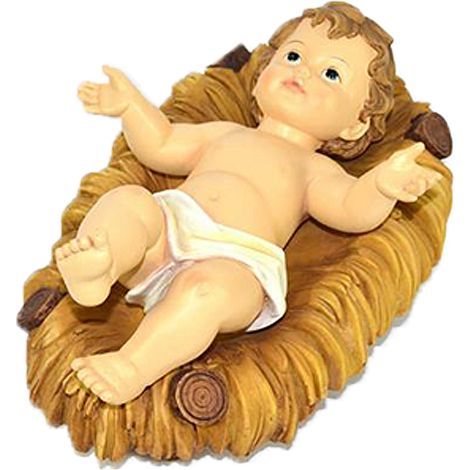 Gesu bambino con culla in poliresina bambinello di natale addobbi natalizi presepe da cm 32 ottima idea regalo (1/2)
