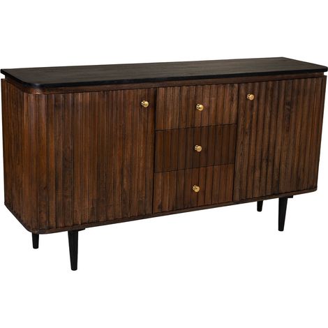 Aparador de madera artesanal negro 147x40x80h cm (1/5)