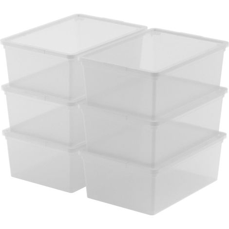 Set 6 Contenitori Rettangolari 37x26x14 cm in Plastica Keter C Box S Trasparente (1/5)