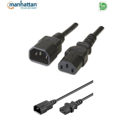 Cable de extensión de alimentación Manhattan C14 a C13 M/F de 1 m, color negro (1/4)