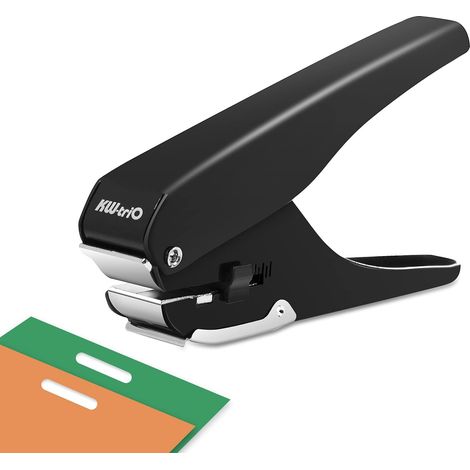 Perforatrice pour badges, cartes d'identité, pochettes PVC, étiquettes et carton, perforatrice robuste pour usage professionnel, perforation de 15 mm x 4 mm (1/5)