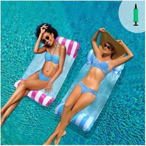 Lotto di 2 Amaca per la Piscina, Materasso Gonfiabile per Piscina, 4-in-1 Poltrona Galleggiante Float Amaca Amaca acqua, Boe e Materassi ad aria, Accessori per piscine, Gonfiabili, estate (1/5)