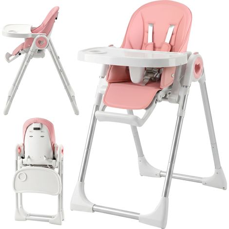 AIYAPLAY Seggiolone Pappa per Bambini 6-36 Mesi con Altezza Regolabile, Rosa (1/5)