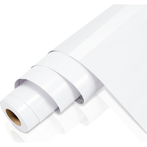 Randaco Selbstklebende PVC Tapetenfolie, weiße Möbelfolie für Küche