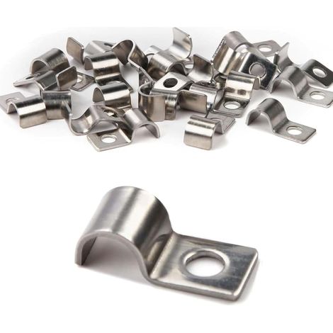 P-Clip Pour Les Câbles un Trou Clips,Attache De Fixation Pour Tube En U  50 Pièces Trou Unique Colliers De Fixation en Acier Inoxydable,pour Câbles Tuyaux Grillage Rigide Pour Tubes De 7-8 Mm (1/5)
