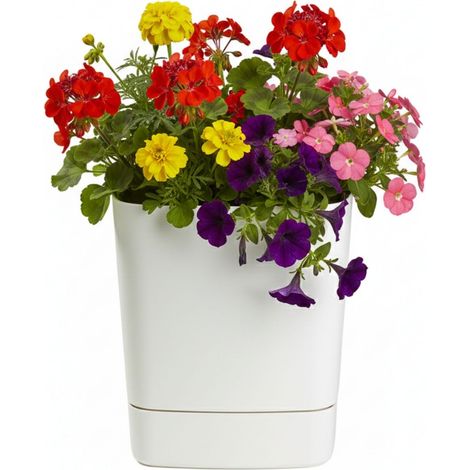 Vaso da fiori CUBI color crema riciclato con sottovaso 30x30 cm