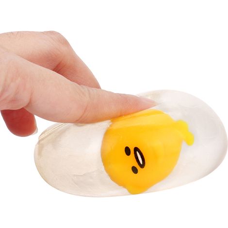 Balle anti-stress à presser en forme d'œuf paresseux, jouet anti-stress à pincer avec de l'eau transparente et une mascotte. (1/5)