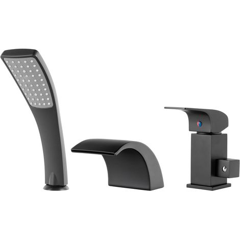 Grifo monomando de bañera combinación de 3 orificios, Negro (1/5)