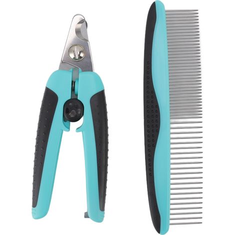 Ensemble coupe-ongles et peignes pour animaux de compagnie en acier inoxydable, outils de toilettage portables pour empêcher le glissement des petits animaux (1/5)