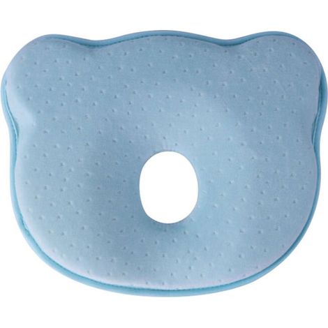 Oreiller bébé anti-tête plate en mousse mémoire, bleu, 25×21×3 cm – DELKEVIC