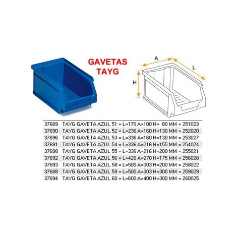 Gaveta Azul TAYG 51 L170 A100 H80 mm 251023