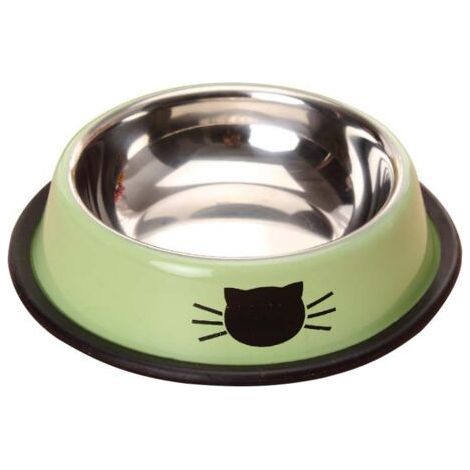 Metal Cat Bowl Green 15.515.54.5cm 1 Piece, Cat Head Shaped Stainless Steel Headband with Non-Slip Rubber Base (1/5)