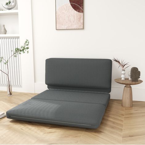 Sofá cama plegable 3 en 1 de efecto terciopelo gris oscuro 138 x 90 x 70 cm (1/5)