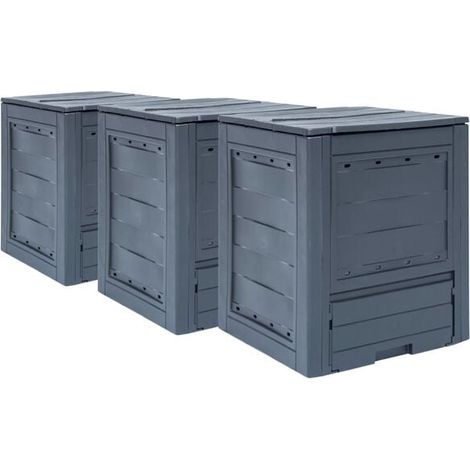 Ensemble de composteur de jardin trois pièces, gris, 60 x 60 x 73 cm, 780 litres (1/5)