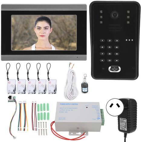 Sonnette vidéo filaire 7 pouces, mot de passe IC carte, 1 moniteur pour TUYA WiFi APP contrôle d'accès à distance, 100-240VAC prise AU (1/5)