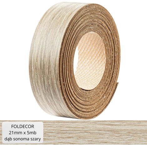 Borde de mueble roble Sonoma gris melamina con pegamento termofusible 21 mm (5 metros) (1/5)
