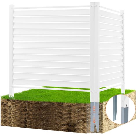 Panneau Brise Vue Extérieur 122x122 cm Clôture de Jardin à Persiennes Kit 2 Panneaux de Confidentialité avec Piquets Métalliques, Accessoires pour Sols Souples, Cacher Climatiseurs, Poubelles (1/5)