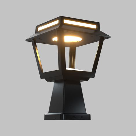 Baliza de Sobremuro Solar LED 15W Tower 100LM/W con Sensor de Movimiento 3000K - 4000K - 6500K Negro Seleccionable (Cálido-Neutro-Frío) (1/5)