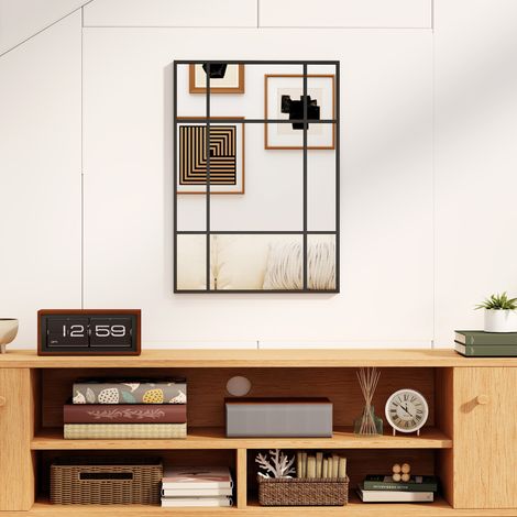 Espejo Rectangular de Pared Espejo de Ventana 70x50 cm con Marco de Metal Espejo Decorativo para Salón Dormitorio Negro (1/5)