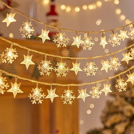 Guirlande lumineuse LED pour sapin de Noël, 3 m, 20 lumières, blanc chaud, alimentée par piles (1/5)