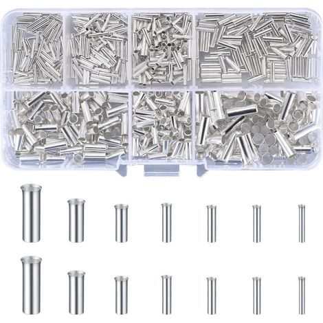 Kit de 600 Cosses Électriques à Sertir Non Isolées Bout à Bout pour Câbles 0.5 à 6.0mm² (1/4)