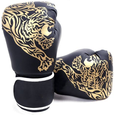 1 paire de gants d'entraînement de boxe Champion pour enfants - Motif tigre noir - Enfants