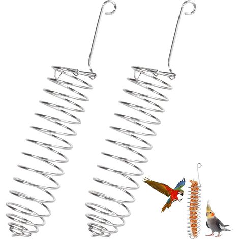 Panier mangeoire pour perroquets, 2 mangeoires spirales pour oiseaux, distributeur de fruits suspendu, distributeur de millet, légumes et fruits (1/5)