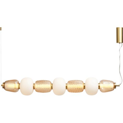 Visconte Edvin Glass Ceiling Pendant Bar Integrated LED Light - Satin Brass (1/5)